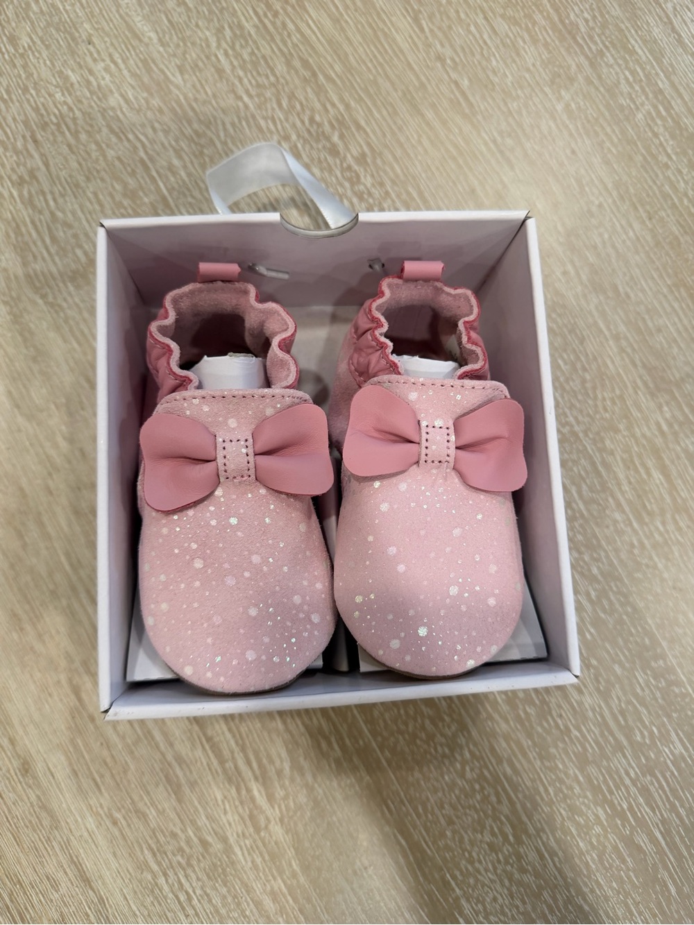 Robeez Pink Bow Leather Soft Sole Shoes age 12-18 months NWT